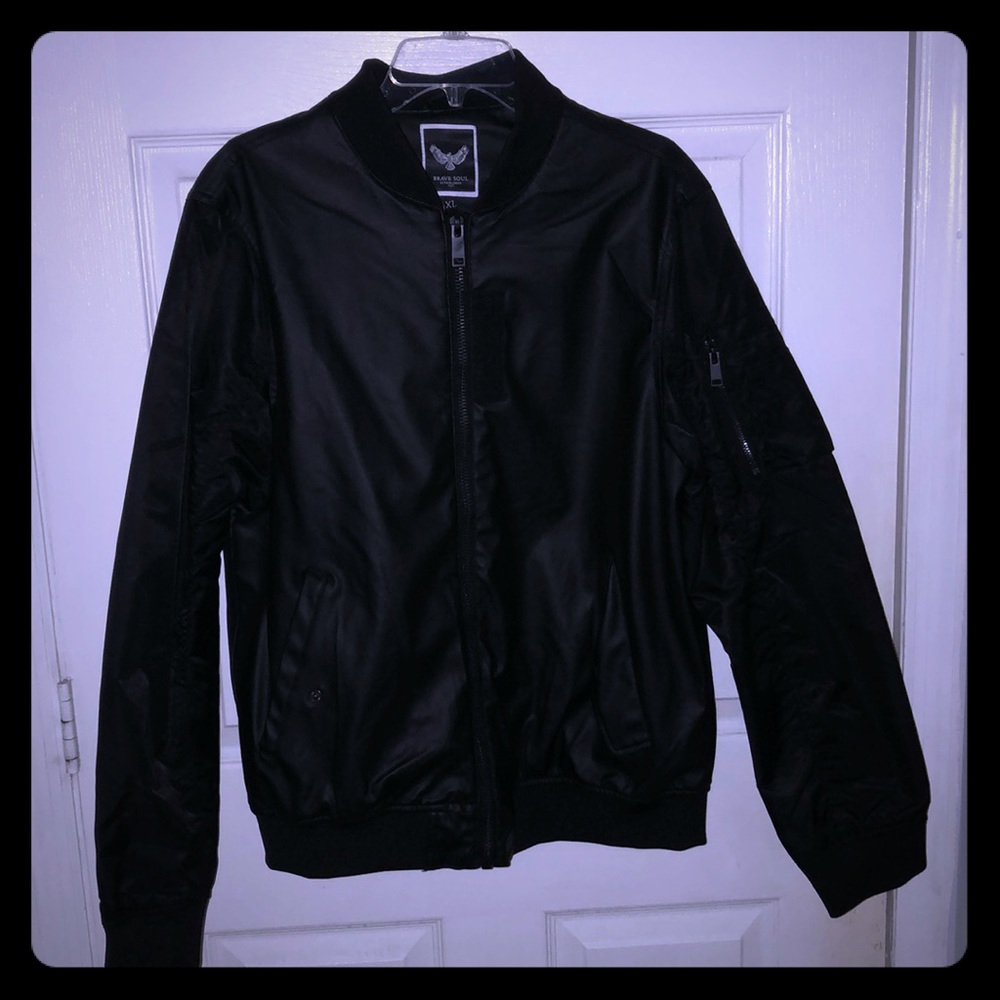 Leather material jacket.
